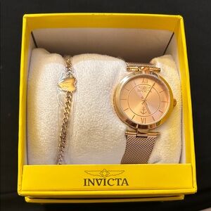 Invicta Women's Rose Gold Mesh Watch with Bracelet